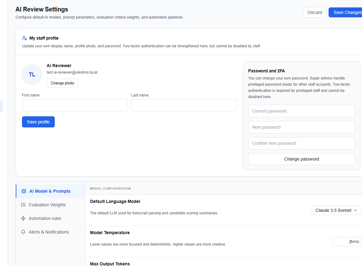 AI Reviewer settings