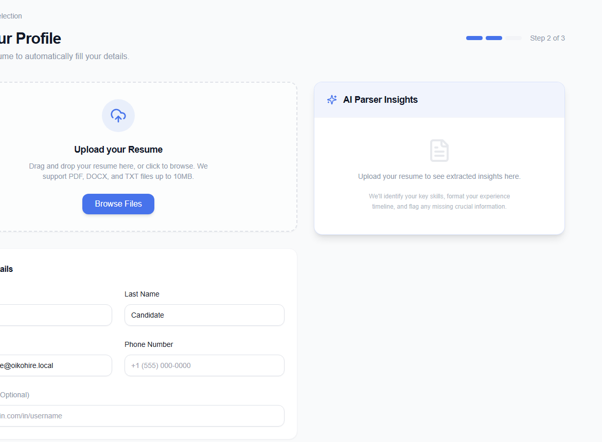 Candidate onboarding flow