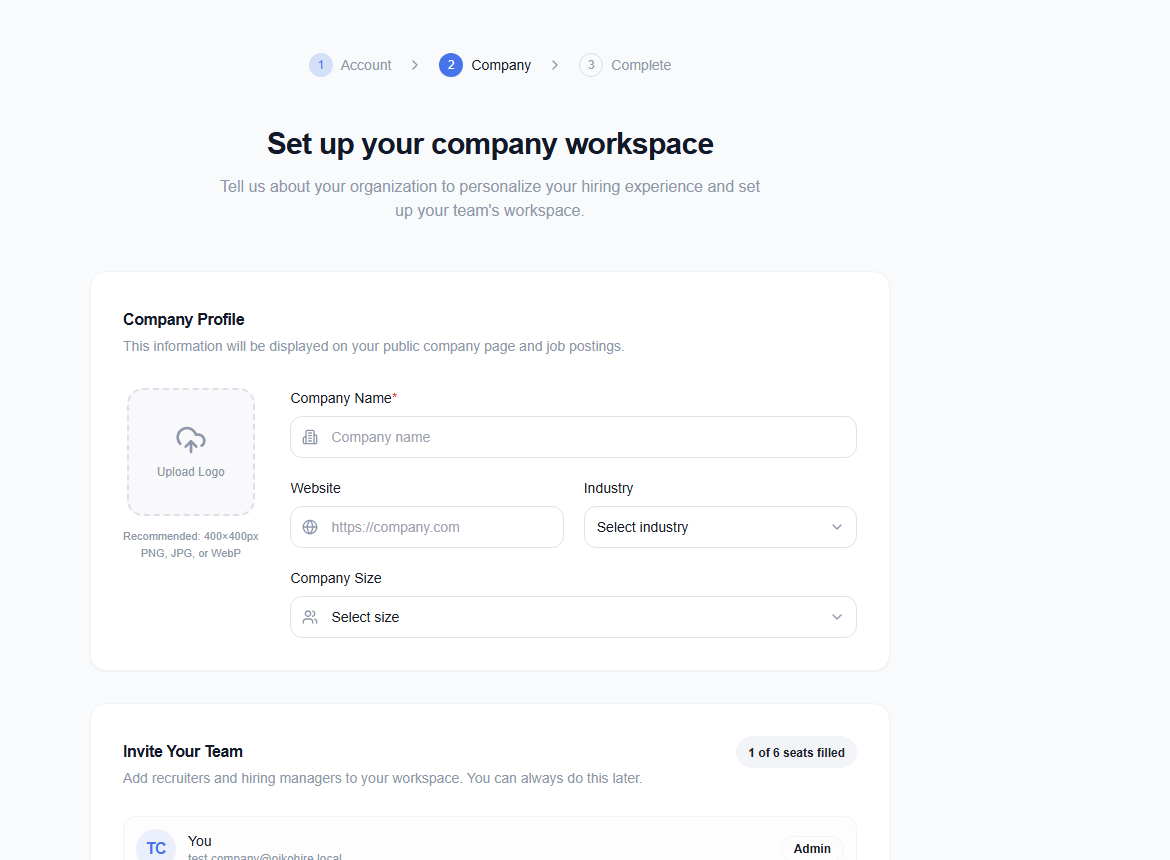 Company onboarding form