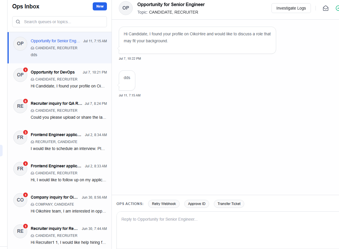 Operations Support Messages