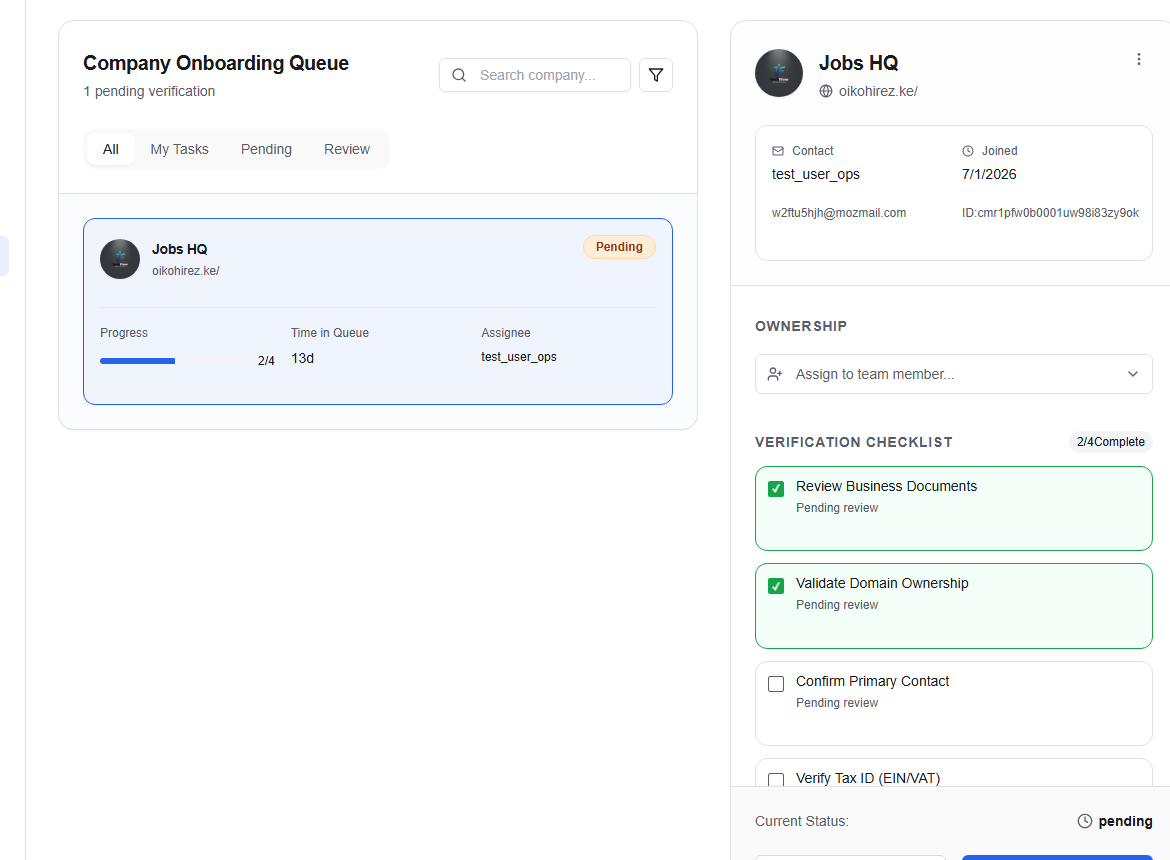 Operations Onboarding Queue