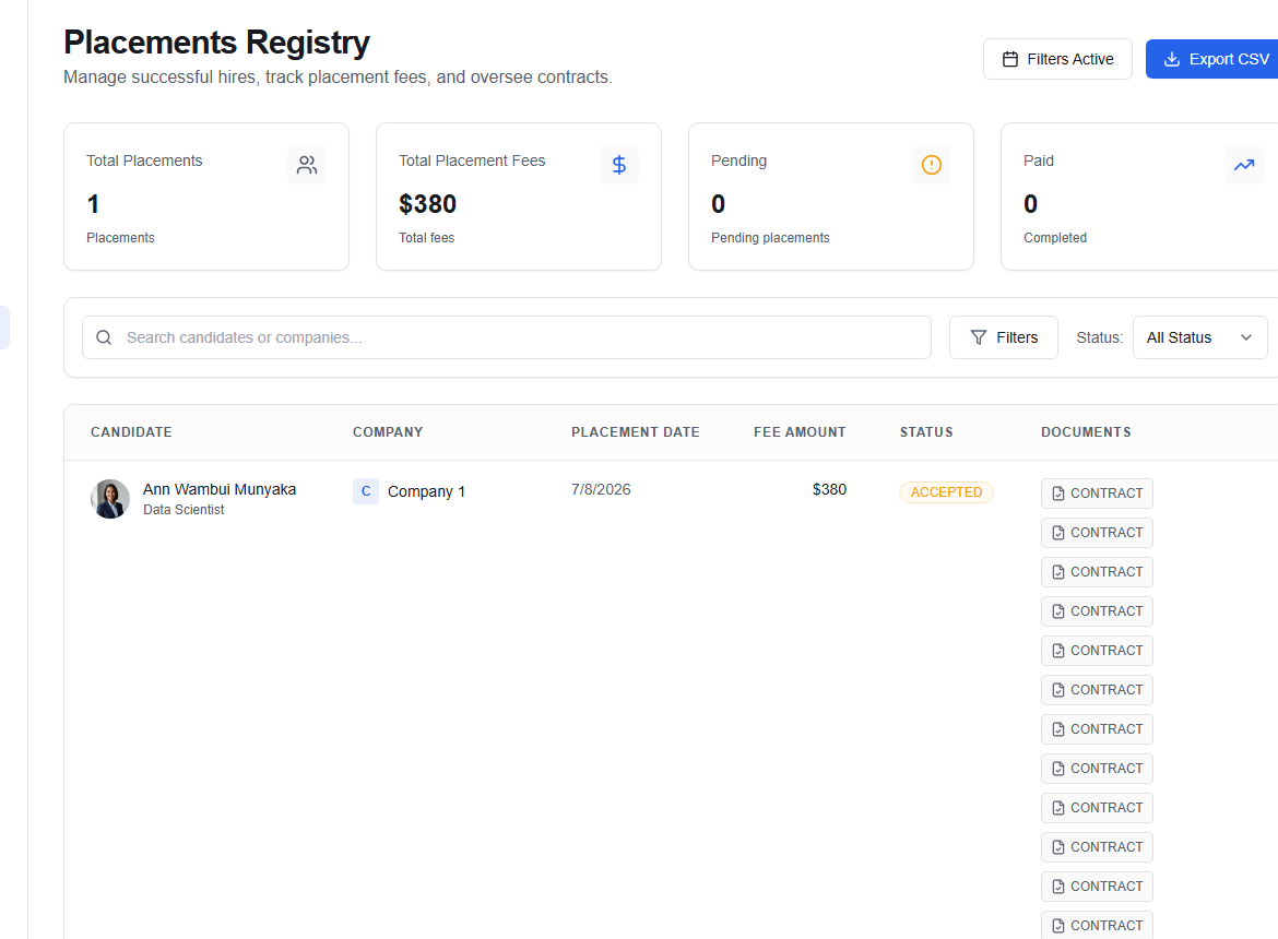 Operations Placements Registry