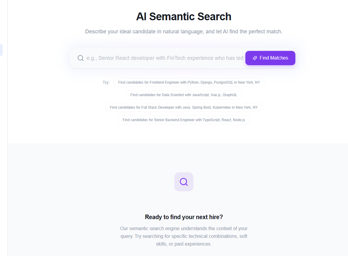 Recruiter AI Semantic Search prompt and examples